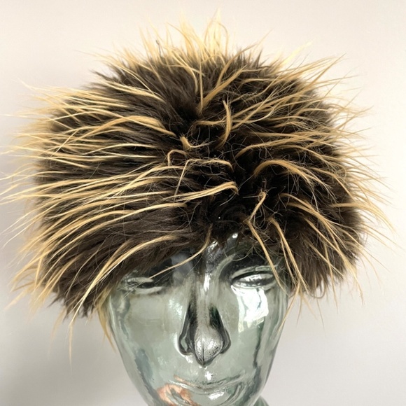 🛑 Brown w/ Frosted Tips Faux Fur Pillbox Hat - O/S 🇨🇳 - Picture 3 of 7